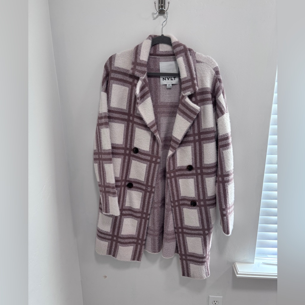 Nvlt Light Brown And Cream Plaid Double-Breasted Cardigan Coat